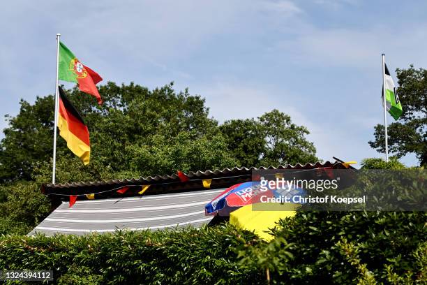 General views of a garden plot during the UEFA EURO 2020 match between Germany and Portugal at garden plot Hohe Birk on June 19, 2021 in Essen,...
