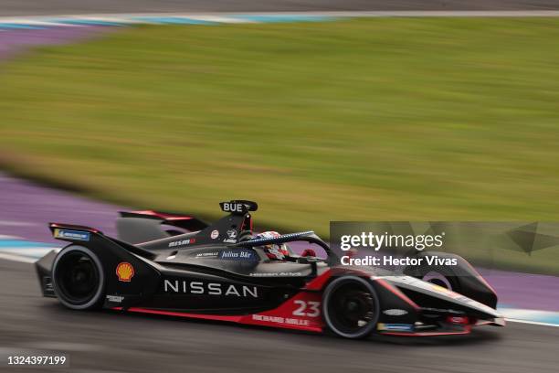 Sebastien Buemi of Switzerland drives the Nissan E.DAMS during the ABB FIA Formula E Championship - Puebla E-Prix Round 8 at Autodromo Miguel E Abed...