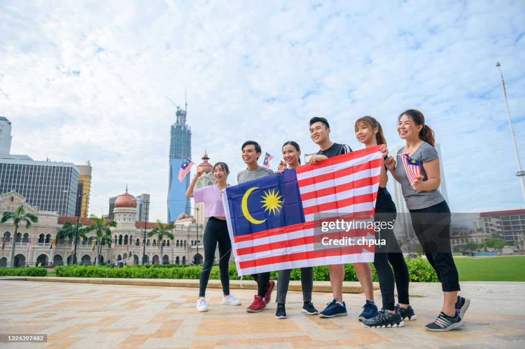 Teenagers Celebrating Malaysia Independence Day