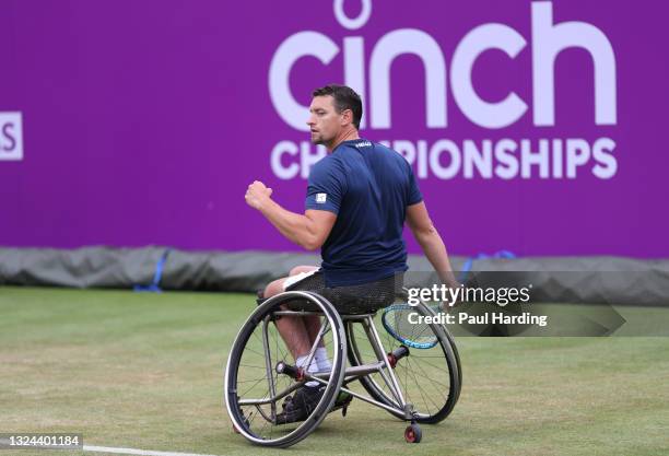 Tom Egberink of Netherlands in action during his Semi-final match against Gordon Reid of Great Britain during Day 6 of The cinch Championships at The...