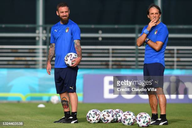 Daniele De Rossi, Assistant Coach of Italy looks on during the Italy Training Session ahead of the UEFA Euro 2020 Group A match between Italy and...