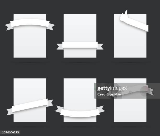 White Ribbon Layout Set Of White Ribbons On Blank White Labels Design Elements High-Res ...