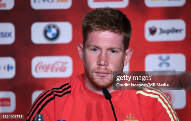 Kevin De Bruyne of Belgium during a press conference after a training session of the Belgian national soccer team as part of preparations for the...