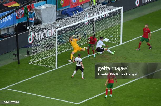 Robin Gosens of Germany scores their side's fourth goal past Rui Patricio of Portugal during the UEFA Euro 2020 Championship Group F match between...