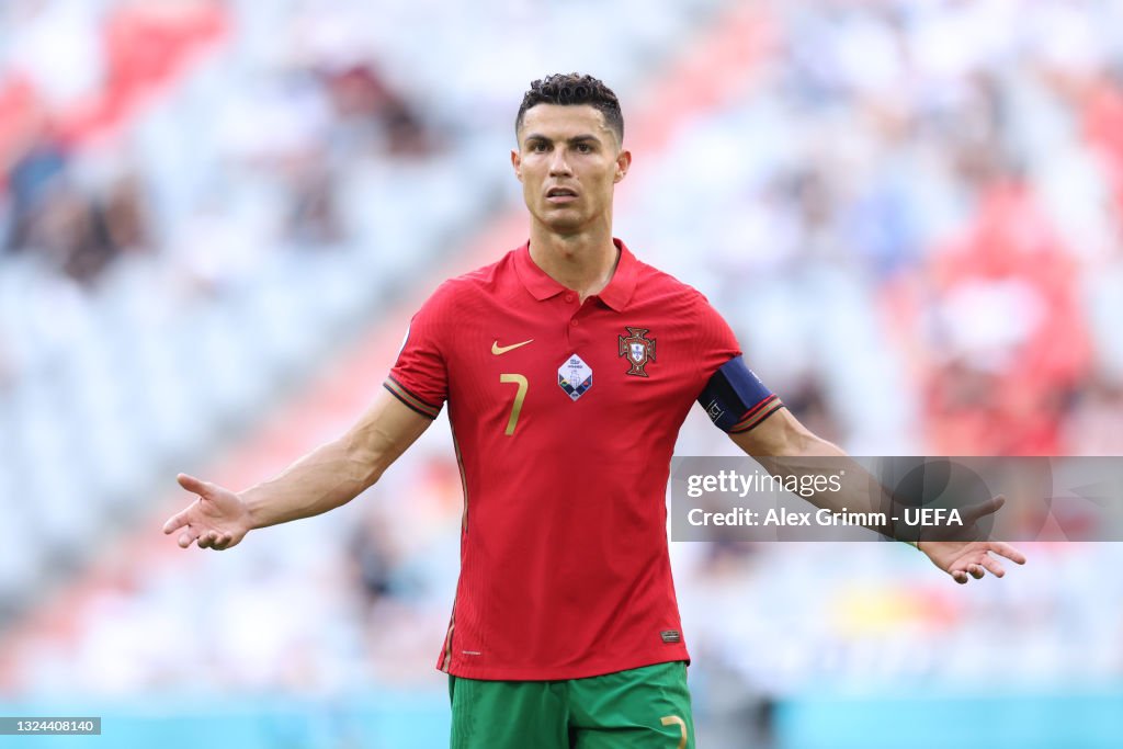 Cristiano Ronaldo Of Portugal Reacts During The UEFA Euro 2020 News cristiano-ronaldo-of-portugal-reacts-during-the-uefa-euro-2020-news