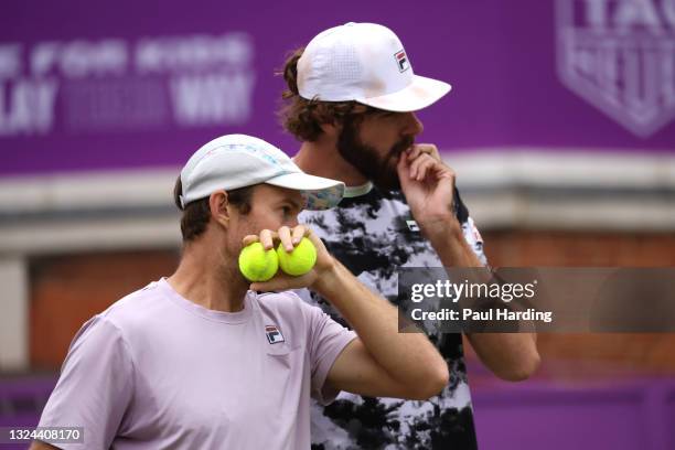 Reilly Opelka of USA and John Peers of Australia during their Semi-final match against Alex de Minaur of Australia and Cameron Norrie of Great...