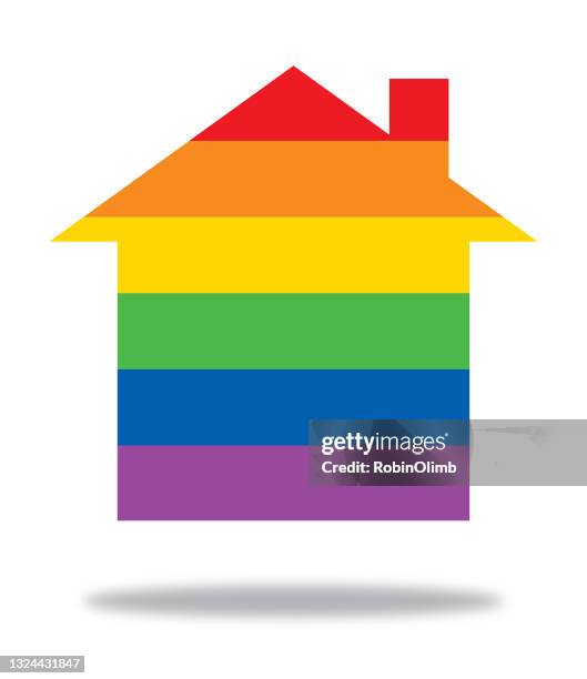 rainbow house with shadow icon - equal housing symbol stock illustrations