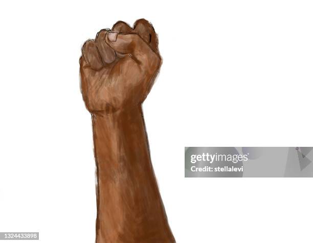 raised fist isolated on white background. social justice protest, demonstration - black power movement stock illustrations