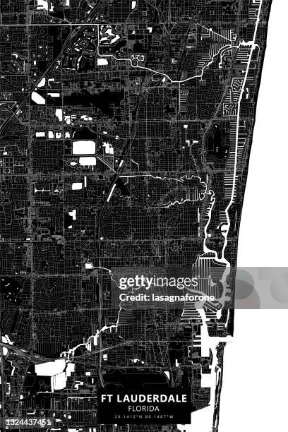 fort lauderdale, florida vector map - pompano beach florida stock illustrations