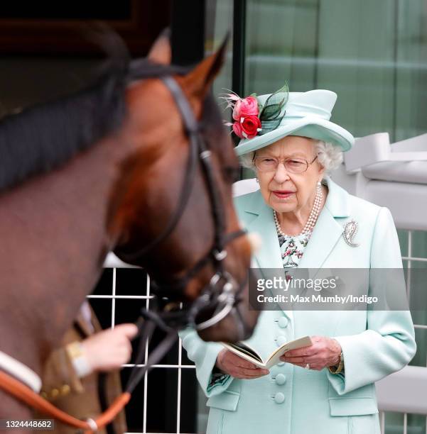 Queen Elizabeth II attends day 5 of Royal Ascot at Ascot Racecourse on June 19, 2021 in Ascot, England.