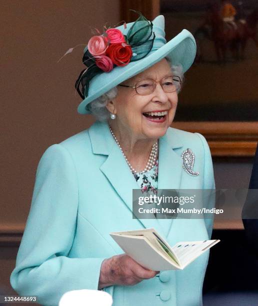 Queen Elizabeth II attends day 5 of Royal Ascot at Ascot Racecourse on June 19, 2021 in Ascot, England.