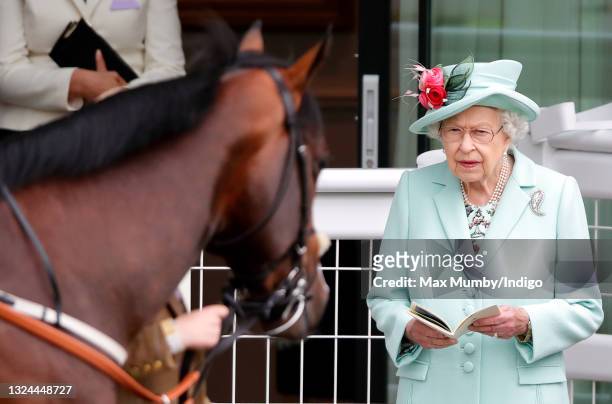 Queen Elizabeth II attends day 5 of Royal Ascot at Ascot Racecourse on June 19, 2021 in Ascot, England.