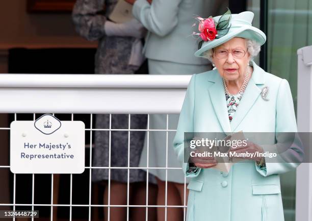 Queen Elizabeth II attends day 5 of Royal Ascot at Ascot Racecourse on June 19, 2021 in Ascot, England.