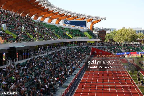 General view is seen on day 2 of the 2020 U.S. Olympic Track & Field Team Trials at Hayward Field on June 19, 2021 in Eugene, Oregon.