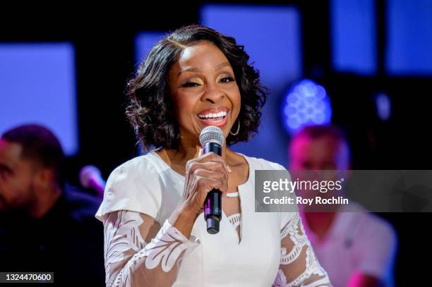 Gladys Knight performs during Questlove's "Summer Of Soul" screening & live concert at Marcus Garvey Park in Harlem on June 19, 2021 in New York City.