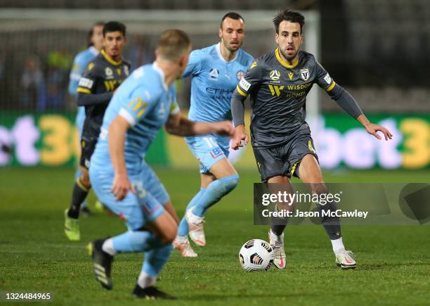 Benat Etxebarria of Macarthur FC runs with the ball during the A-League Semi-Final match between Melbourne City and Macarthur FC at Netstrata Jubilee...