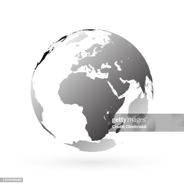 stockillustraties, clipart, cartoons en iconen met earth globe focusing on europe, africa and middle east. - hollow