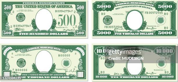 ilustraciones, imágenes clip art, dibujos animados e iconos de stock de billetes de papel o dinero. moneda del dólar - falso