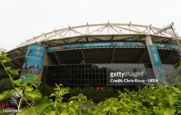 General view outside the stadium prior to the UEFA Euro 2020 Championship Group A match between Italy and Wales at Olimpico Stadium on June 20, 2021...
