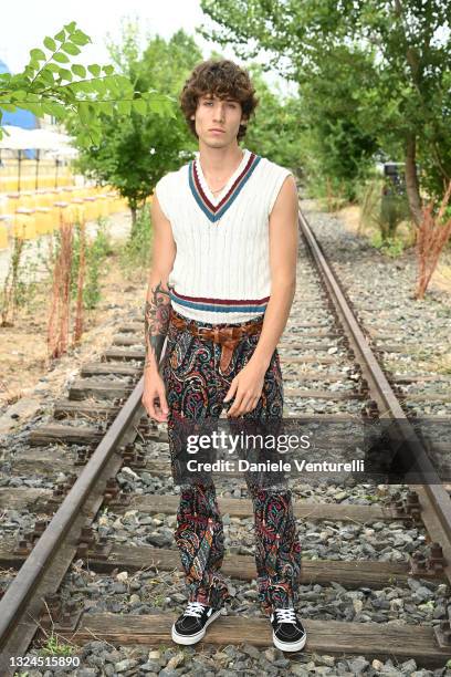 Diego Lazzari is seen arriving at the Etro Fashion Show at the Milan Men's Fashion Week Spring/Summer 2021/22 on June 20, 2021 in Milan, Italy.