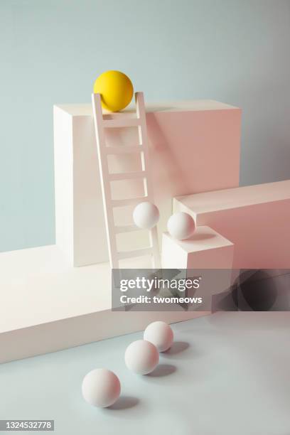 moving up to success concept still life. - climbing ladder of success stock pictures, royalty-free photos & images