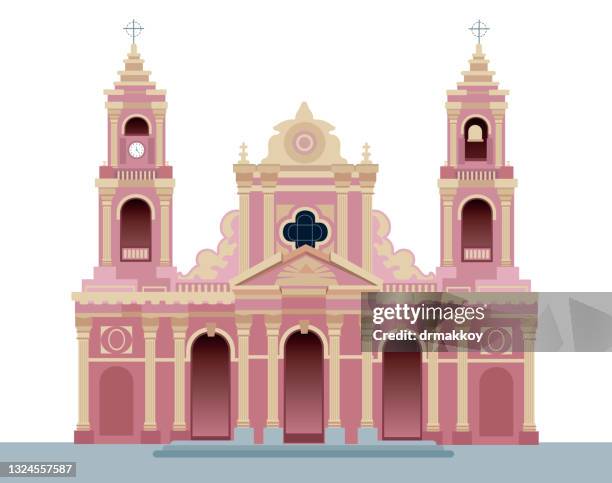ilustraciones, imágenes clip art, dibujos animados e iconos de stock de catedral de salta - salta argentina