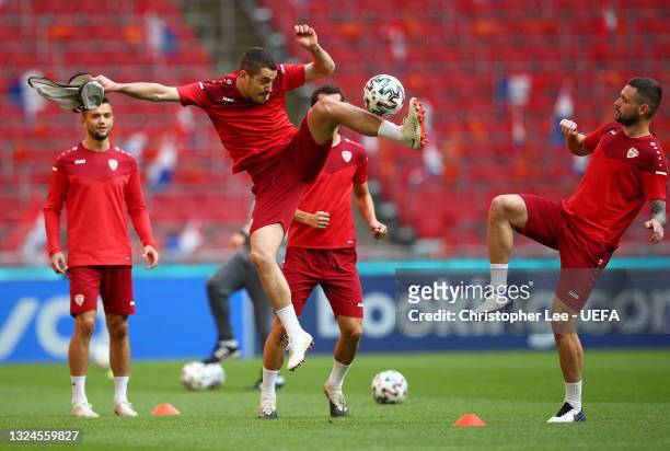 Arijan Ademi of North Macedonia in action during the North Macedonia Training Session ahead of the UEFA Euro 2020 Group C match between North...