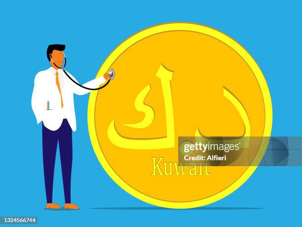 checking health of dinar - arabic doctor stock illustrations