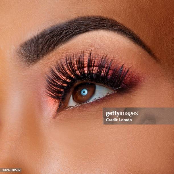 primer plano de la cara y el maquillaje - eyelash fotografías e imágenes de stock