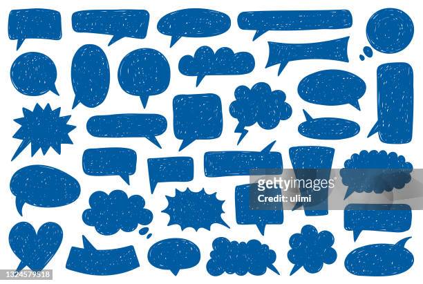 hand-drawn speech bubbles - discussion stock illustrations
