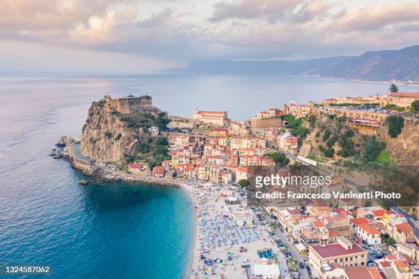 the town of scilla from above, italy. - calabria 個照片及圖片檔