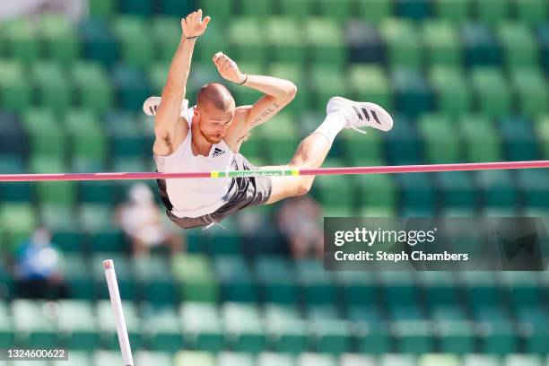 Zach Ziemek competes in the Men's Decathlon Pole Vault on day three of the 2020 U.S. Olympic Track & Field Team Trials at Hayward Field on June 20,...