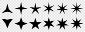 Star icons vector. Stars symbols with different pointed