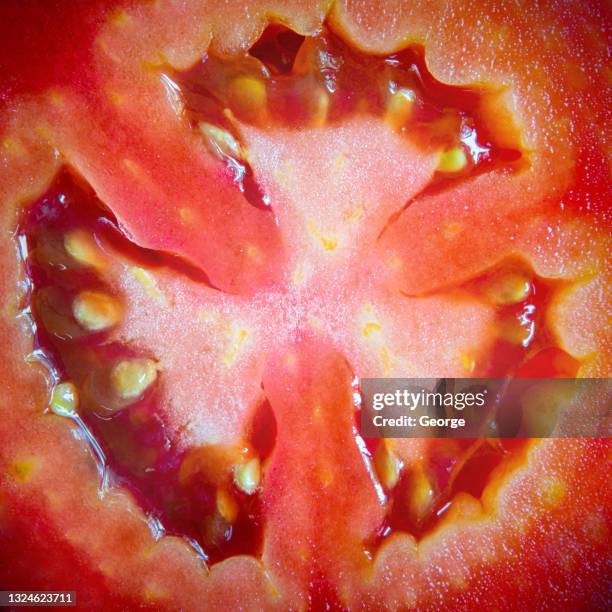 tomato slice, close up - tamato photos et images de collection