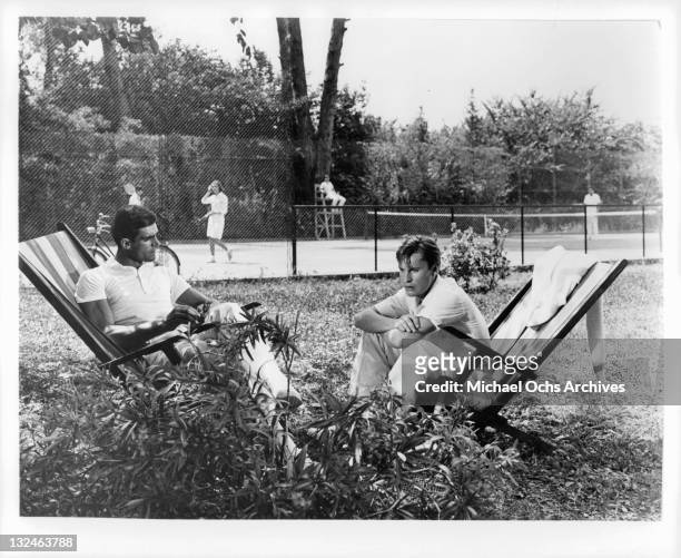 Fabio Testi as Malnate and Helmut Berger as Alberto in a scene from the film 'The Garden Of The Finzi Continis', 1970.
