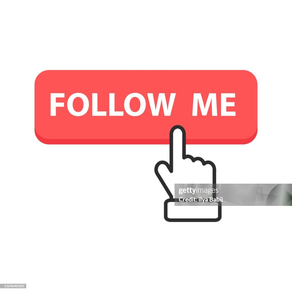 Button Follow Me Click Hand Vector Illustration High-Res Vector Graphic ...