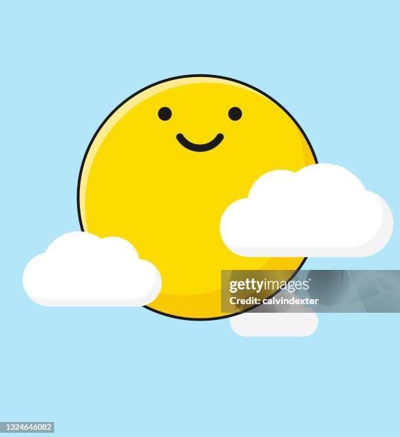 cute sun among clouds - sun clouds stock illustrations