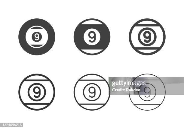 nine ball icons - multi series - pool ball stock illustrations