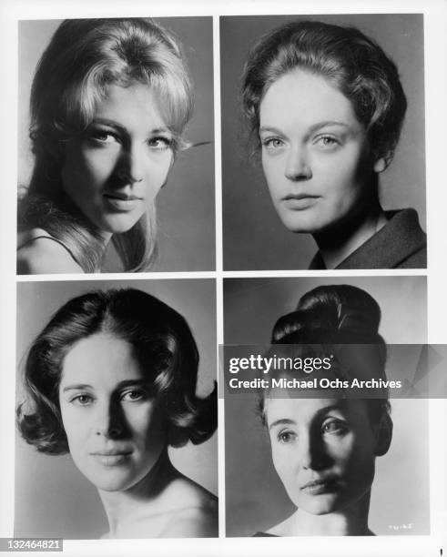 Four of the leading women: Joanna Pettet, Elizabeth Hartman, Joan Hackett and Kathleen Widdoes in scenes from the film 'The Group', 1966.