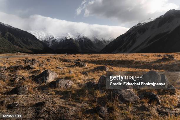 panoramic view nature landscape in south island new zealand - arrowtown foto e immagini stock