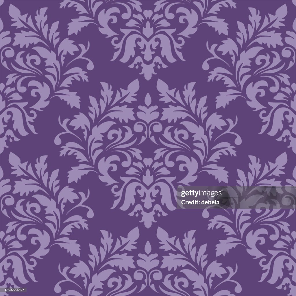 Purple Damask Luxury Decorative Textile Pattern High-Res Vector Graphic -  Getty Images