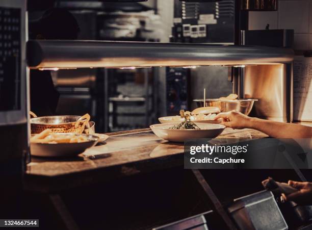 food serving counter. - salad bar stock pictures, royalty-free photos & images