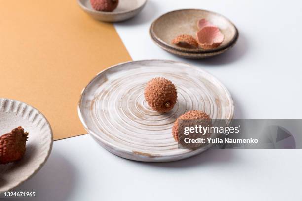 empty ceramic tableware, copy space - blue bowl foto e immagini stock