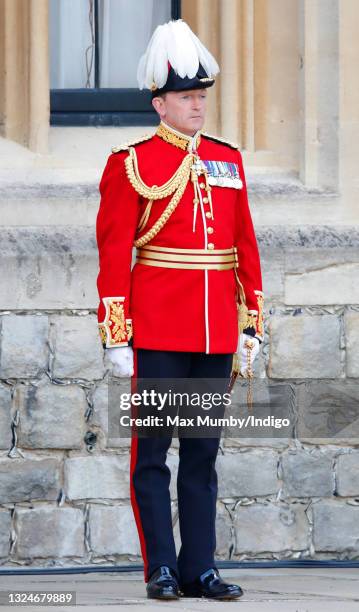 Major General Chris Ghika attends a military parade, held by the Household Division in the Quadrangle of Windsor Castle, to mark Queen Elizabeth II's...