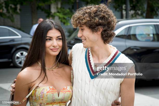 Italian influencer Elisa Maino and the italian youtuber Diego Lazzari guests of the Etro fashion show, one of the few fashion shows in presence at...