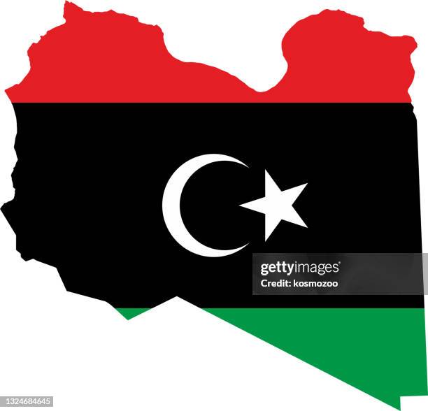 libya flag map - libya flag stock illustrations