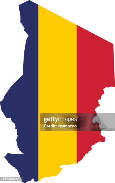 stockillustraties, clipart, cartoons en iconen met chad flag map - chad