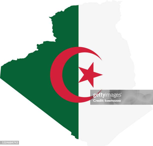 bildbanksillustrationer, clip art samt tecknat material och ikoner med algeria flag map - algeriska flaggan