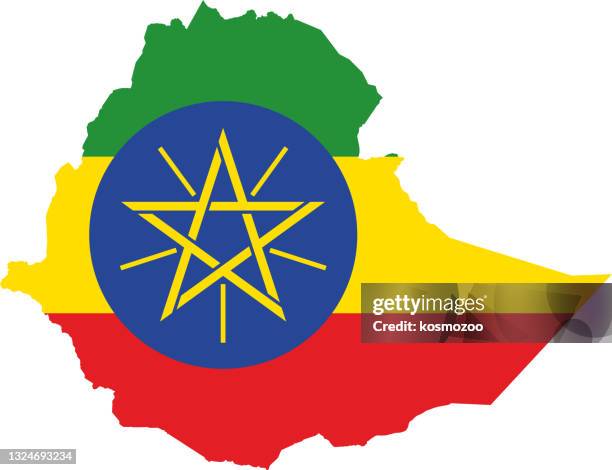 ethiopia flag map - ethiopia stock illustrations