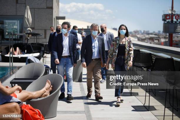 The deputy secretary general and national spokesman of Ciudadanos, Edmundo Bal; and the leader of Cs, Ines Arrimadas; on his arrival at a press...